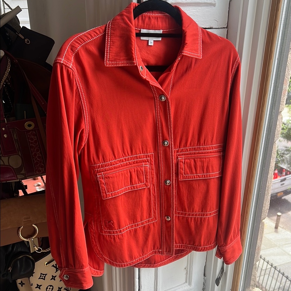 Kenzo Red Utility Jacket with Structured Silhouette